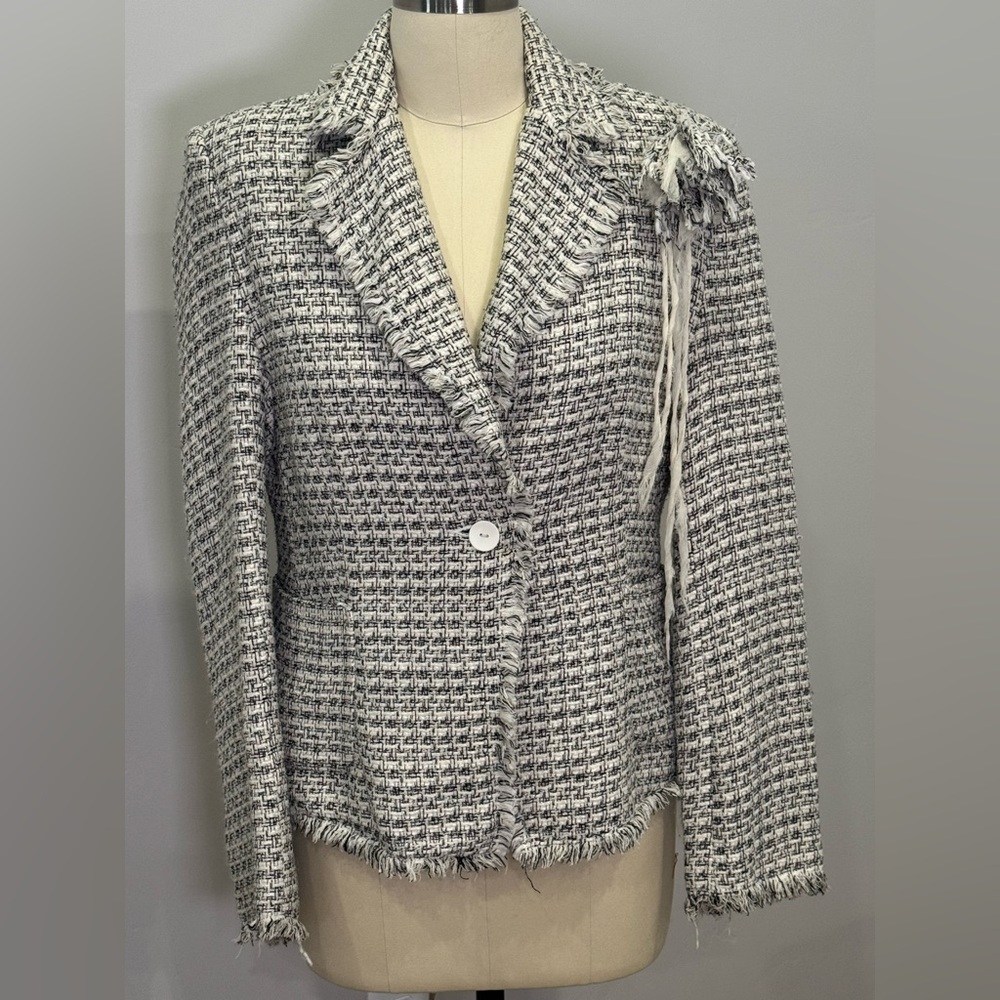 🌸 4 for $30 Anne Carson Black and White Tweed Textured Blazer NWOT